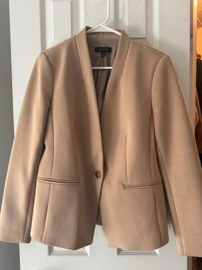 Ann Taylor Beige/Tan Collarless Single-Button Blazer